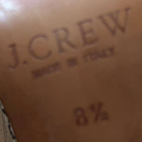 J. Crew fabric snake skin Black and Tan Heels 3” heel sling back ankle strap - Picture 3 of 8